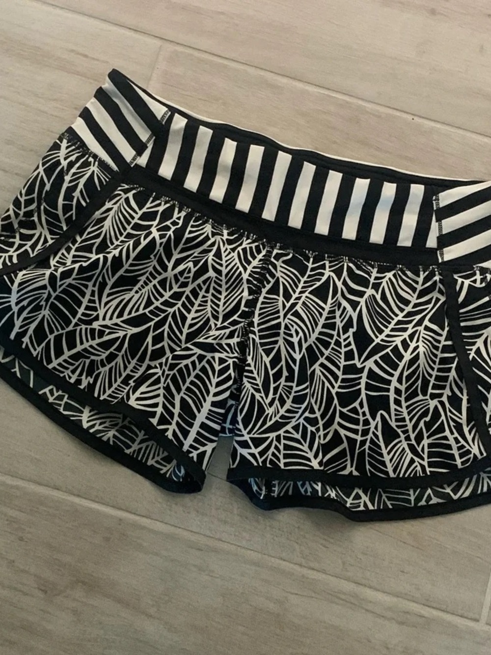 Women’s Black & White Printed Athletic Shorts